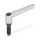 GN 306 Zinc Die-Cast Adjustable Levers, with Steel Special-Tipped Threaded Studs Color: SR - Silver, RAL 9006, textured finish
Type: DZ - Steel, hardened oval tip