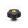 EN 5337.6 Technopolymer Plastic Five-Lobed Knobs, with Brass Tapped Insert with Colored Cover Caps, Softline Color of the cover cap: DGB - Yellow, RAL 1021, matte finish
