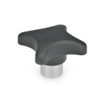 Boutons à main technopolymère, avec moyeu en inox, type taraudé