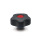 EN 5337.6 Technopolymer Plastic Five-Lobed Knobs, with Brass Tapped Insert with Colored Cover Caps, Softline Color of the cover cap: DRT - Red, RAL 3000, matte finish