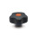 EN 5337.6 Technopolymer Plastic Five-Lobed Knobs, with Brass Tapped Insert with Colored Cover Caps, Softline Color of the cover cap: DOR - Orange, RAL 2004, matte finish