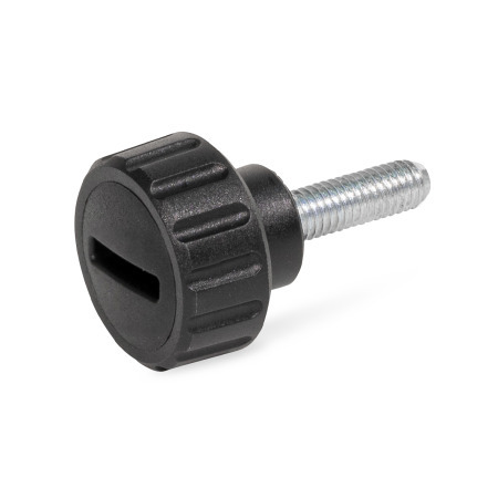 Knurled Screws EN 592: Plastic, Threaded Stud Steel